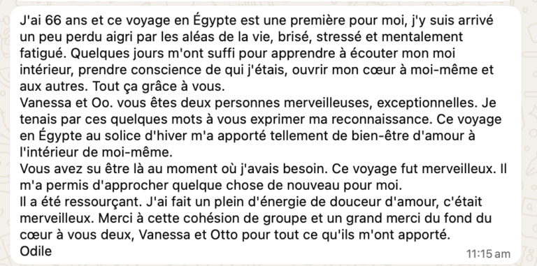 Ancient Egypt retreat 2026 Retraite en Égypte 2026 temoignages